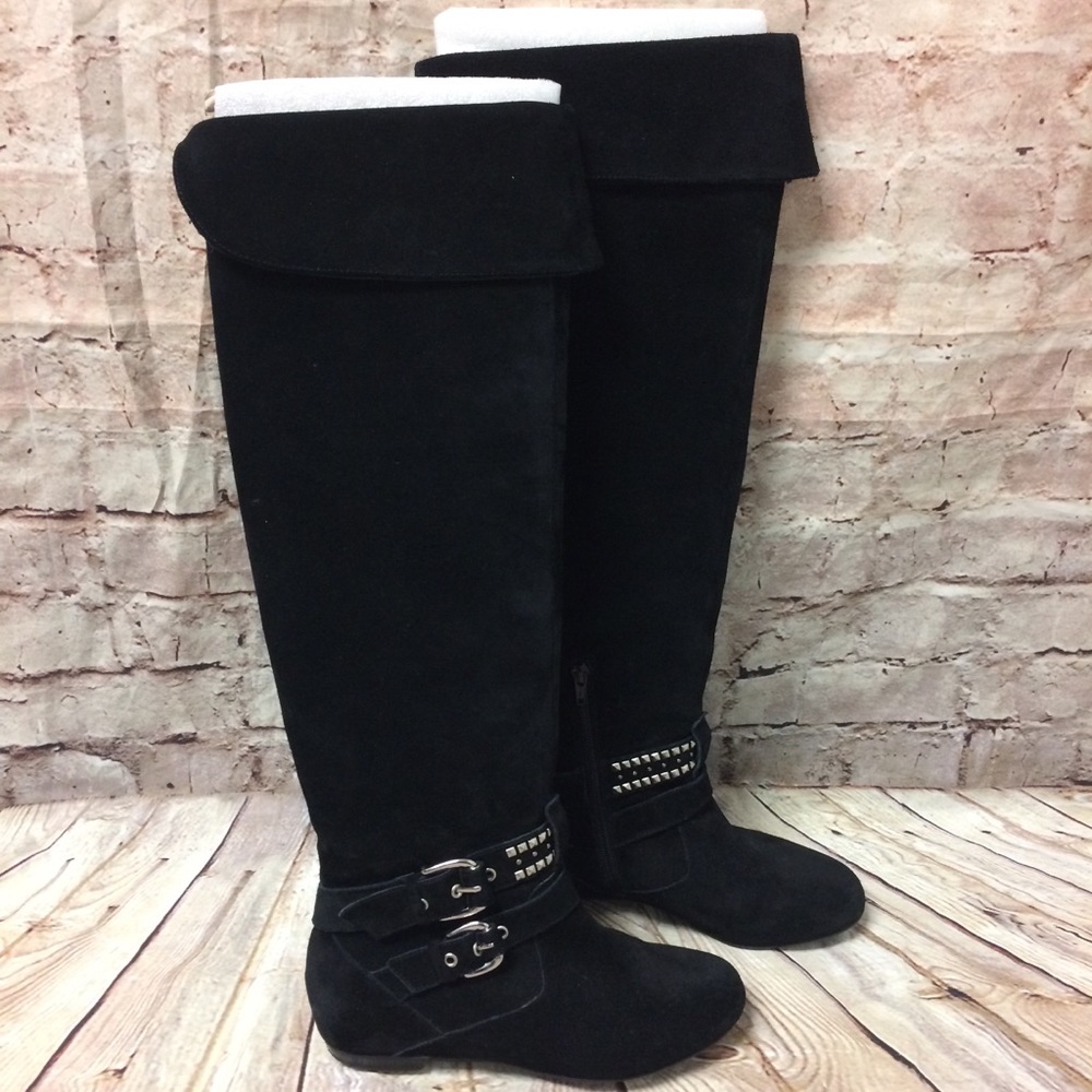 BCBG Christina Black Suede Tall Boots  Size 7